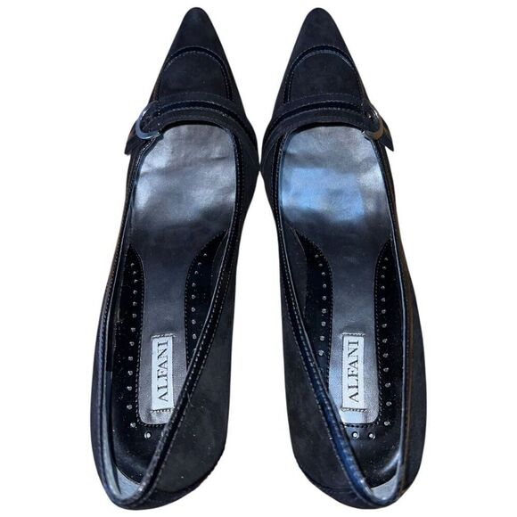 Alfani Chaz Black Suede/Patent Pointed Toe Pumps Womens Size 10M NEW - Picture 7 of 12